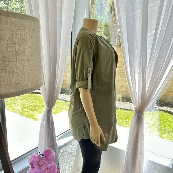 BONNIE ALEX Long Utility Jacket Coat Womens Size 55 M Medium Green Zip Closure - Picture 4 of 9